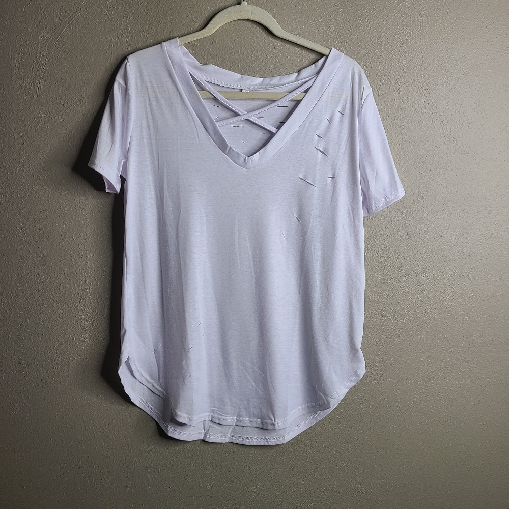 3/$10 Distressed White Tee